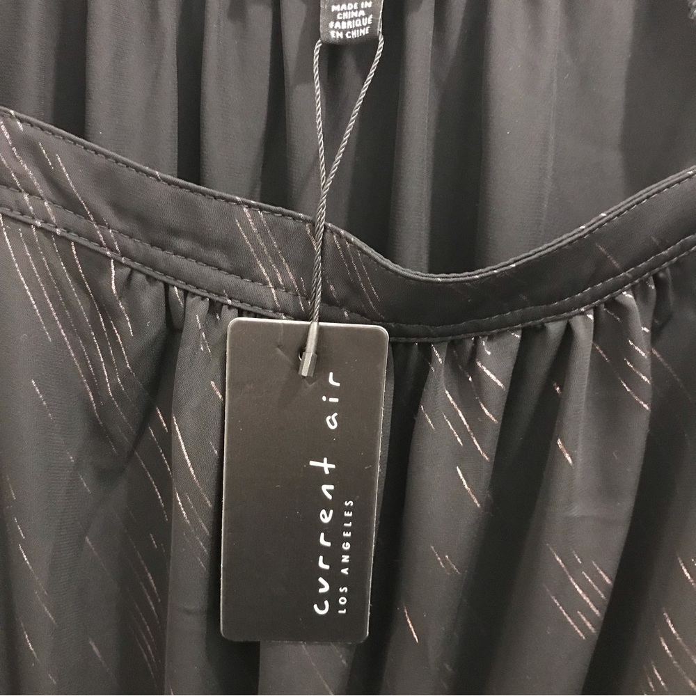 NWT Current Air Metallic Stripe Midi Dress small black long sleeves - Picture 10 of 11